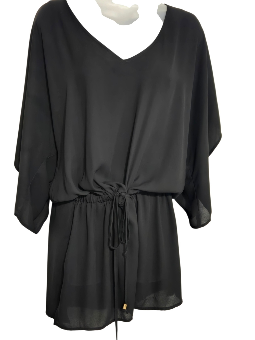 Veronica M Black V-Neck Drawstring Tunic